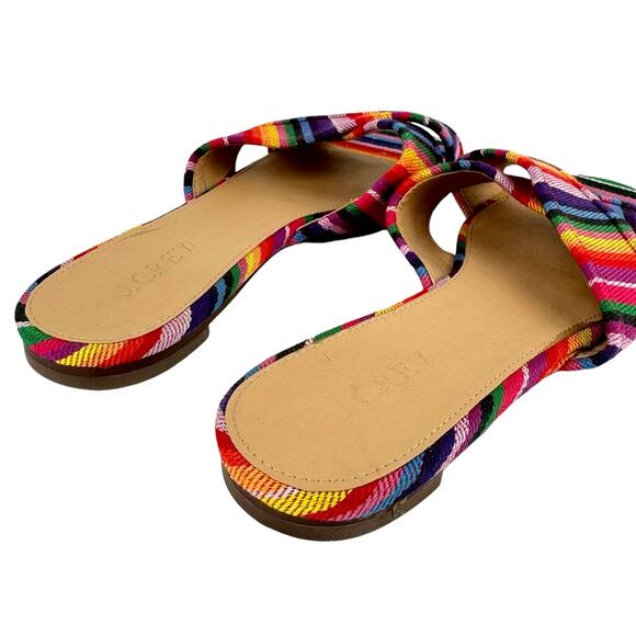 J . Crew Multicolor Rainbow Stripe Cora Criss Cross Strap Slide Sandals - Picture 6 of 11